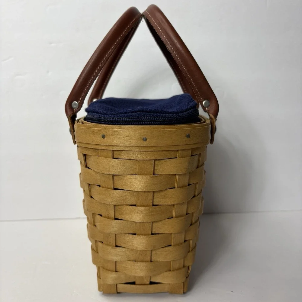 2003 Signed Longaberger Small Boardwalk Basket Zipper‎ Liner Protector Purse Vtg